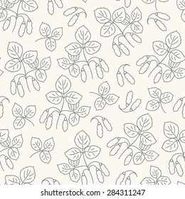 Seamless pattern with soya. Contour drawing vector illustration. Perfect for wallpapers, wrapping papers, restaurant menu, web page background, textile 
