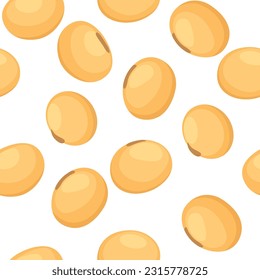 A seamless pattern of soybeans isolated on white background. vector illustration. foods background.