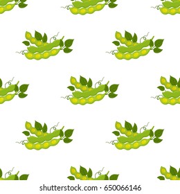 Seamless pattern of soybeans. Natural eco-friendly vegetarian nutrition. Cartoon flat style