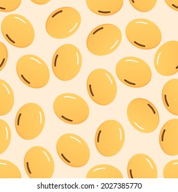 Seamless pattern with soybeans on yellow background vector illustration.