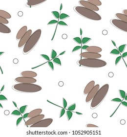 Seamless pattern of spa salon accessories - massage and stones - vector illustration on white background
