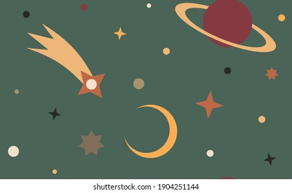 Seamless pattern space background. Simple flat night sky illustration wallpaper