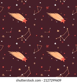 Seamless pattern. Space elements, children's pattern, astronauts, planets, stars. Space and the universe. White background.