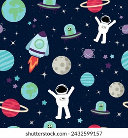 Seamless pattern space illustration for kids