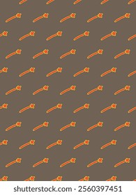 Seamless pattern with space meteors, comets and asteroids with fire trails 