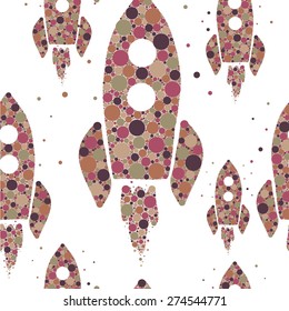 Seamless pattern with space rocket.