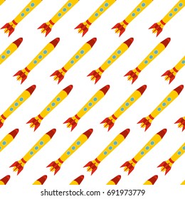Seamless pattern with space rocket. Vector illustration.
