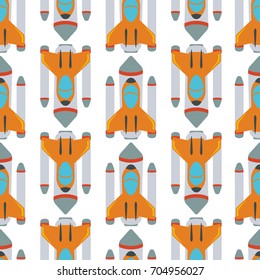 Seamless pattern with space rocket. Vector illustration.
