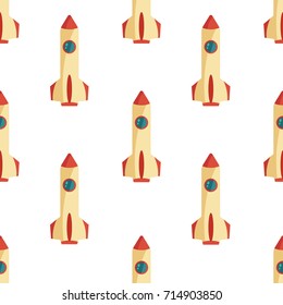 Seamless pattern with space rocket. Vector illustration.
