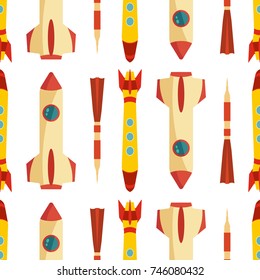 Seamless pattern with space rocket. Vector illustration.
