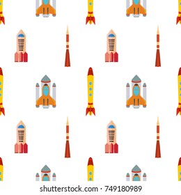 Seamless pattern with space rocket. Vector illustration.
