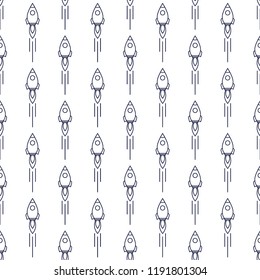 Seamless pattern. Space ships on a white background. Vector illustration.
