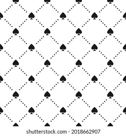 Seamless pattern with spades cards suits symbols. Casino gambling, poker background. Alice in wonderland ornament. Fantasy wallpaper.