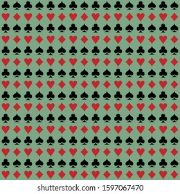 seamless pattern with spades, hearts, diamonds and clubs. endless pattern with poker suits. casino theme vector illustration.