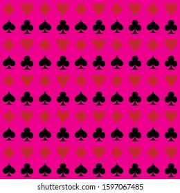 seamless pattern with spades, hearts, diamonds and clubs. endless pattern with poker suits. casino theme vector illustration.