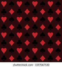seamless pattern with spades, hearts, diamonds and clubs. endless pattern with poker suits. casino theme vector illustration.