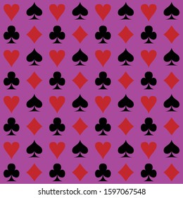 seamless pattern with spades, hearts, diamonds and clubs. endless pattern with poker suits. casino theme vector illustration.