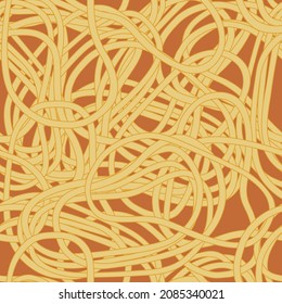 Seamless pattern with spaghetti. Hand drawn vector illustration. Flat color design.