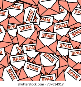 Seamless pattern SPAM emails, letters. Background for web sites, services delivery, subscription. Flat design. Vector illustration