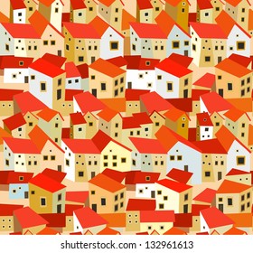 Seamless pattern with spanish houses, cubism style