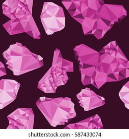 Seamless pattern with sparkling purple jewels. Vector clip art.