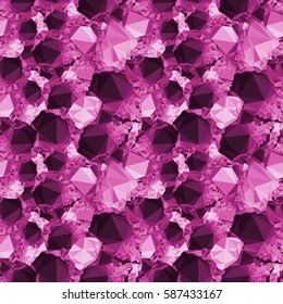 Seamless pattern with sparkling purple jewels. Vector clip art.
