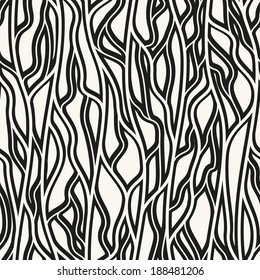 Seamless pattern. Spatial interlacing of stylized branches. Repeating texture