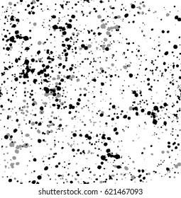 Seamless pattern with speckles. Drops of paint, small drops. Stylish abstract background. Monochrome, black and white.