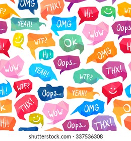 Seamless pattern - speech bubbles with acronyms and abbreviations