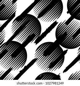 Seamless pattern with speed lines, brush strokes , circles . minimalistic poster with striped Design elements .Repeating Vector stripes .Geometric shape. Dynamic geometrical Endless overlay texture.