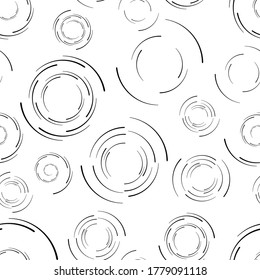 Patrón sin soldadura con líneas de velocidad, círculos. Afiche minimalista con elementos de diseño a rayas .Rayas vectoriales repetidas .Forma geométrica. Textura geométrica dinámica de superposición Endless.