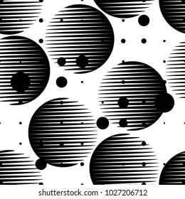 Seamless pattern with speed lines, halftone dots , circles . minimalistic poster with striped Design elements .Repeating Vector stripes .Geometric shape. Dynamic geometrical Endless overlay texture.