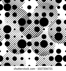 Seamless pattern with speed lines, halftone dots , circles . minimalistic poster with striped Design elements .Repeating Vector stripes .Geometric shape. Dynamic geometrical Endless overlay texture.