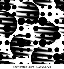 Seamless pattern with speed lines, halftone dots , circles . minimalistic poster with striped Design elements .Repeating Vector stripes .Geometric shape. Dynamic geometrical Endless overlay texture.