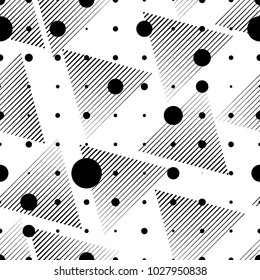 Seamless pattern with speed lines, halftone dots , circles . minimalistic poster with striped Design elements .Repeating Vector stripes .Geometric shape. Dynamic geometrical Endless overlay texture.