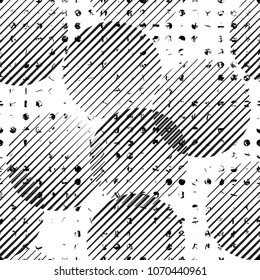 Seamless pattern with speed lines, halftone dots , circles . minimalistic poster with striped Design elements .Repeating Vector stripes .Geometric shape. Dynamic geometrical Endless overlay texture.