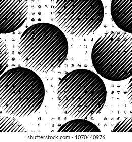 Seamless pattern with speed lines, halftone dots , circles . minimalistic poster with striped Design elements .Repeating Vector stripes .Geometric shape. Dynamic geometrical Endless overlay texture.