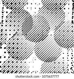 Seamless pattern with speed lines, halftone dots , circles . minimal poster with striped Design elements .Repeating Vector stripes .Geometric shape. Dynamic geometrical Endless overlay texture.