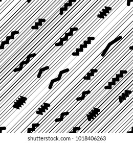 Seamless pattern with speed lines, . minimalistic poster with striped Design elements .Repeating Black Vector stripes .Geometric shape. Dynamic geometrical Endless overlay texture.