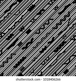 Seamless pattern with speed lines, . minimalistic poster with striped Design elements .Repeating Black Vector stripes .Geometric shape. Dynamic geometrical Endless overlay texture.