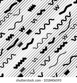 Seamless pattern with speed lines, . minimalistic poster with striped Design elements .Repeating Black Vector stripes .Geometric shape. Dynamic geometrical Endless overlay texture.