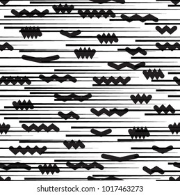 Seamless pattern with speed lines, squares, circles . minimalistic poster with striped Design elements .Repeating Black Vector stripes .Geometric shape. Dynamic geometrical Endless overlay texture.
