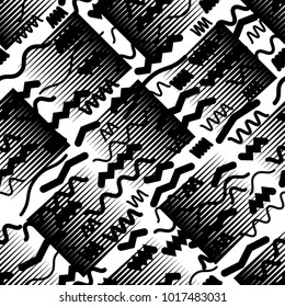 Seamless pattern with speed lines, squares, circles . minimalistic poster with striped Design elements .Repeating Black Vector stripes .Geometric shape. Dynamic geometrical Endless overlay texture.