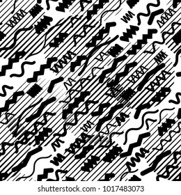 Seamless pattern with speed lines, squares, circles . minimalistic poster with striped Design elements .Repeating Black Vector stripes .Geometric shape. Dynamic geometrical Endless overlay texture.