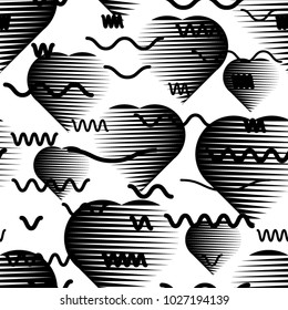 Seamless pattern with speed lines, squares, circles . minimalistic poster with striped Design elements .Repeating Black Vector stripes .Geometric shape. Dynamic geometrical Endless overlay texture.