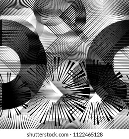 Seamless pattern with speed lines.Triangles
 unusual poster Design .Black Vector stripes .Geometric shape. Endless texture . futuristic template. Geometrical modern background with striped shapes