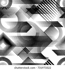 Seamless pattern with speed lines.Triangles
 unusual poster Design .Black Vector stripes .Geometric shape. Endless texture . futuristic template. Geometrical modern background with striped shapes