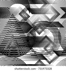 Seamless pattern with speed lines.Triangles
 unusual poster Design .Black Vector stripes .Geometric shape. Endless texture . futuristic template. Geometrical modern background with striped shapes