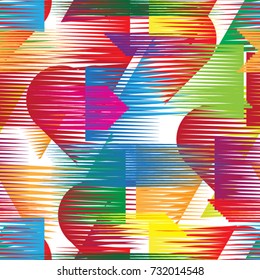 Seamless pattern with speed lines.Triangles
 unusual poster Design .Colorful Vector stripes .Geometric shape. Endless texture . futuristic template. Geometrical modern background with striped shapes