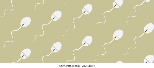 Seamless Pattern with Spermatozoon represented by Computer Mouse